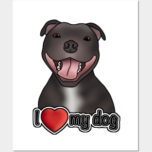 I Love My Dog (Staffordshire Bull Terrier / Staffie / Staffy) Posters and Art